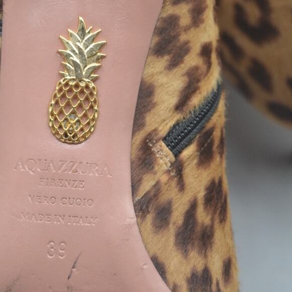 Aquazzura Fierenze Vero Cuoio Womans Leopard Pump Boot Calf Hair SZ 39 - Picture 6 of 7